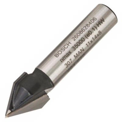 Фреза Bosch Professional пазовая V-образная V, Std, S8, D11, L14 60° (2.608.628.406) Винница - изображение 1