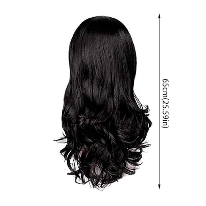 Перука хвиляста без чубчика з проділом 65 см Брюнетка Вінниця - фото 3