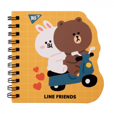 Блокнот Yes 100x100 мм 30 листов двойная спираль Line Friends yellow точки (151812) Винница - изображение 1