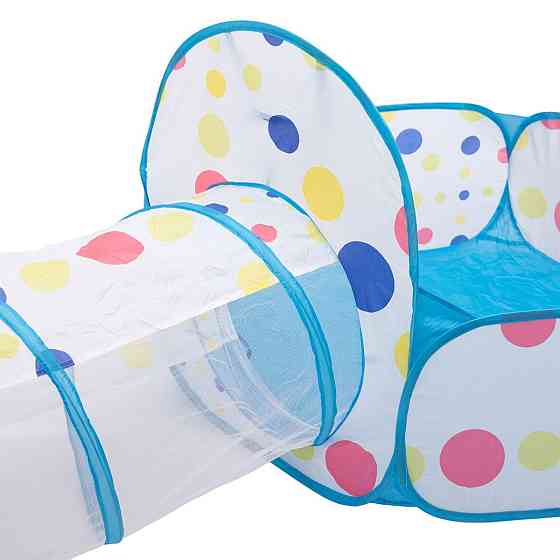 Палатка детская 3 в 1 70×70×90 см игровая палатка з тоннелем и бассейном Голубая HP-S-4NDBL Киев