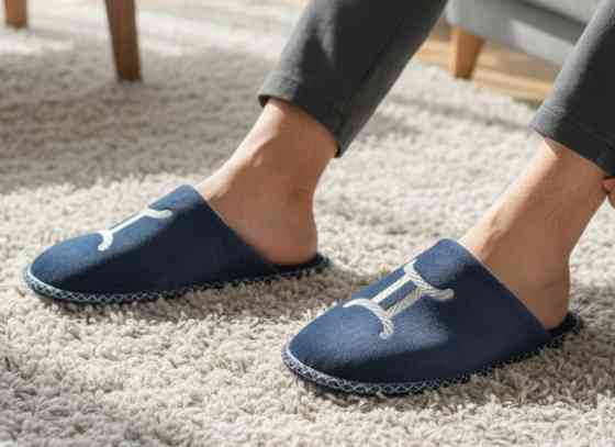 Чоловічі домашні капці закритий носок сині 48 р близнюки тм "PaGo" подарункові Одеса