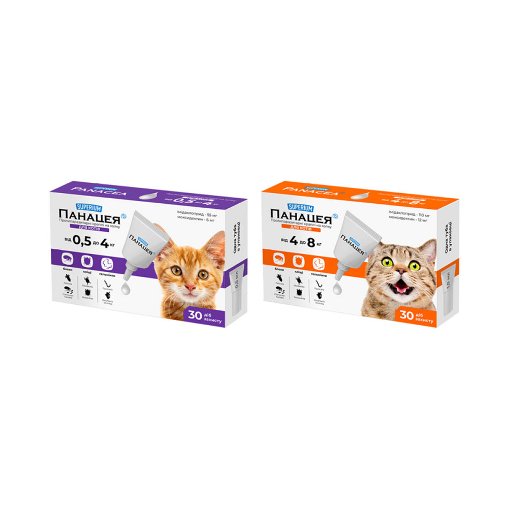 СУПЕРИУМ Панацея, противопаразитарные капли на холке для кошек, 0,5-4 кг Киев - изображение 1