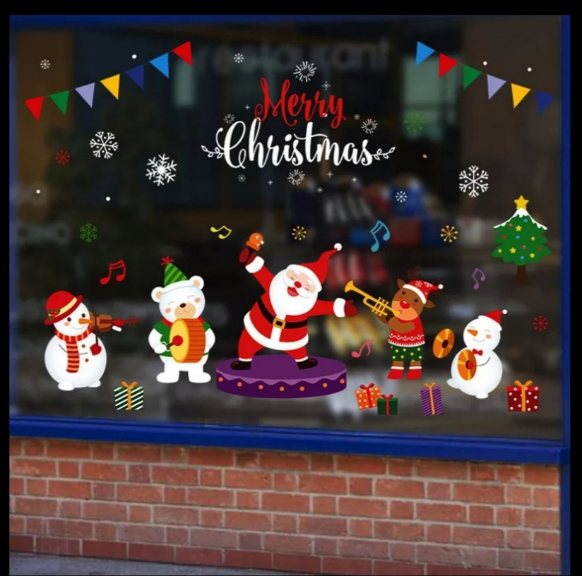 Наклейки новорічні на вікна 50 на 70 см різнобарвний Київ - фото 1