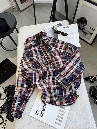 Жіноча класична сорочка в карту оверсайз крою костюмний тіар Бербері Одеса