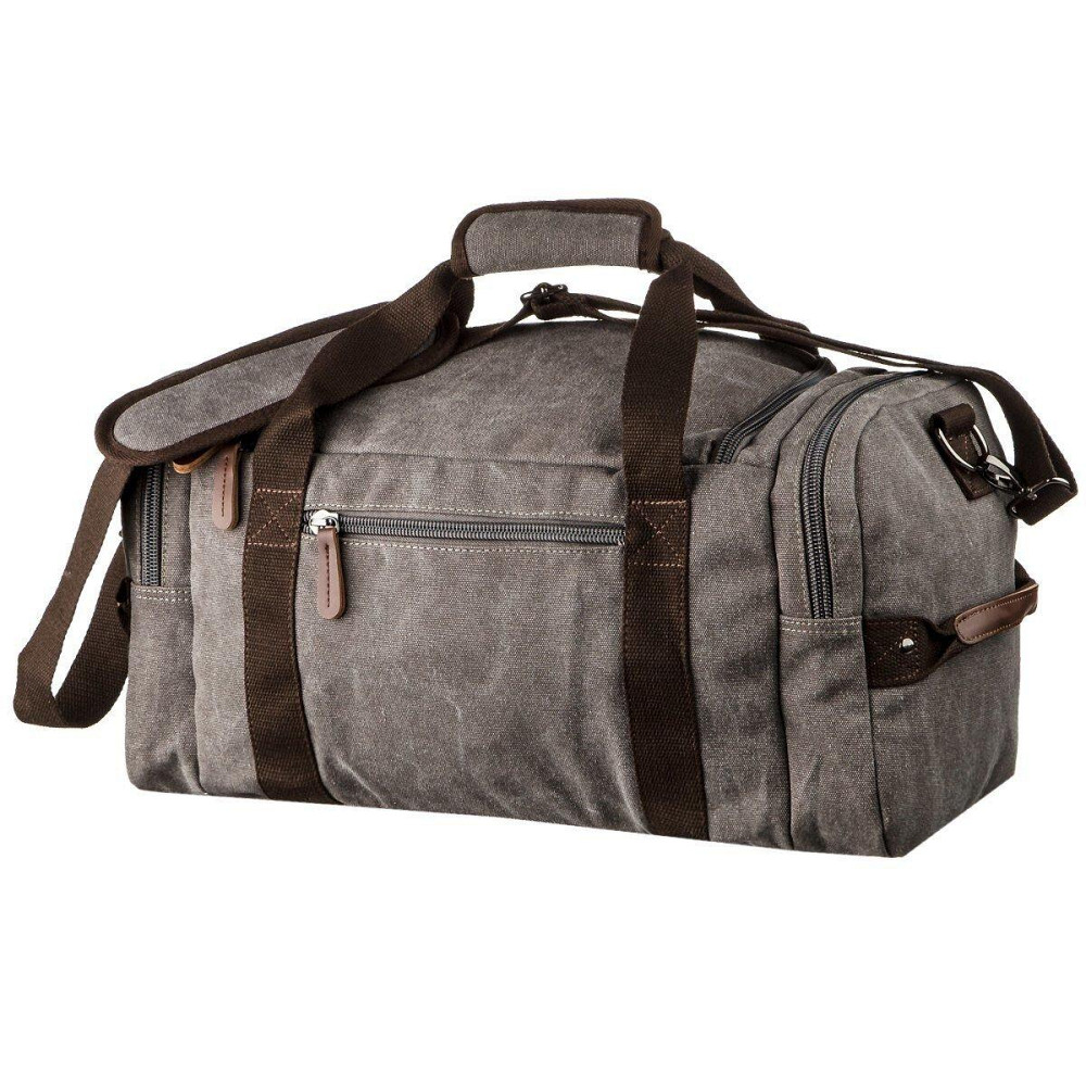 Дорожня сумка текстильна з кишенею Vintage 20191 Сіра Київ - фото 2