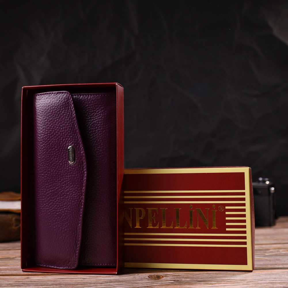 Ультрамодне жіноче портмоне з натуральної шкіри флотар CANPELLINI 21693 Бузкове Київ - фото 8