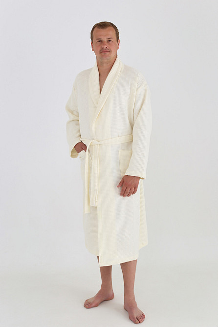 Мужской вафельный халат Ideal Textile ХХXL ваниль (56860529) Черновцы - изображение 1