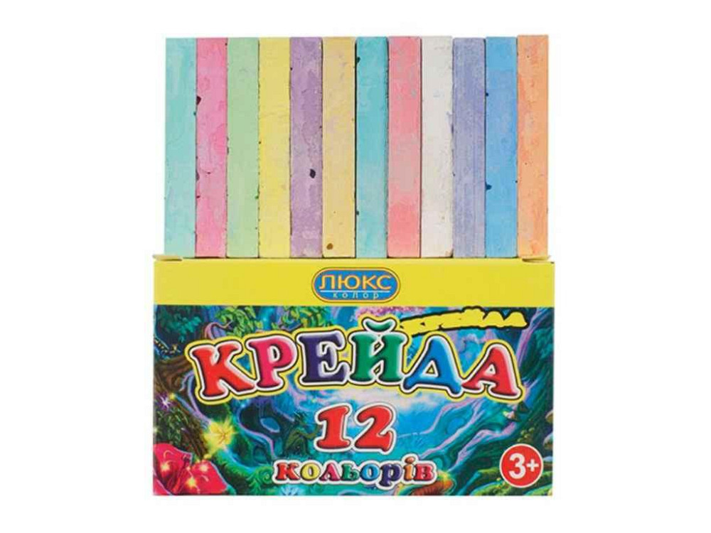 Мелки квада квадр. цветной 12кол. Арт КК-1412 Крейда 70*15*10 ТМ ЛЮКС КОЛОР   Solmir Киев - изображение 1