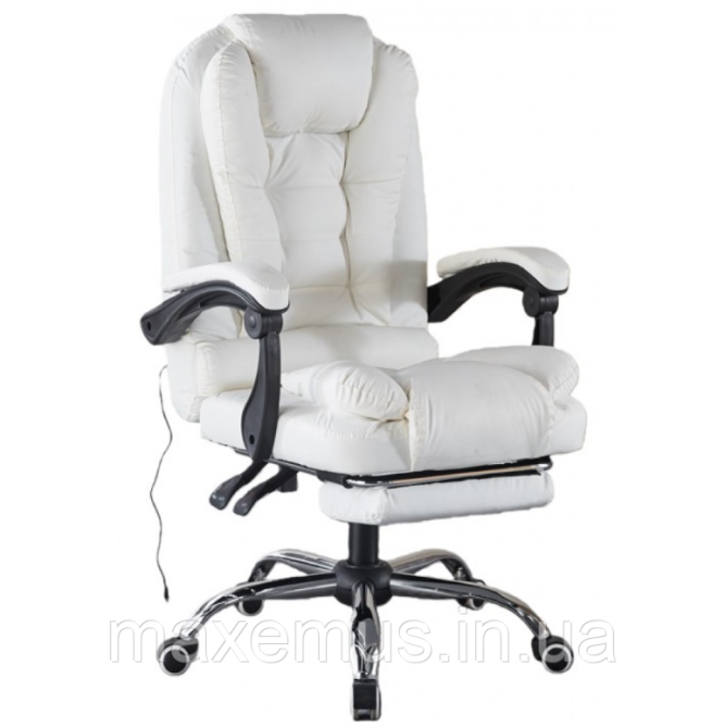 Офисное кресло с массажем и подставкой для ног B 6 0 7 1 кресло для офиса и персонала компьютерное белое Мостиска - изображение 4