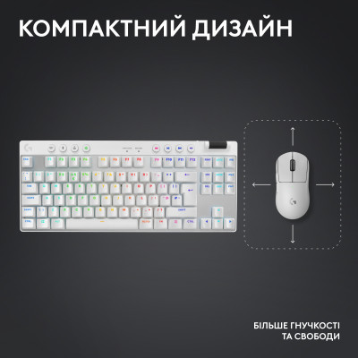 Клавіатура Logitech G PRO X TKL Lightspeed Tactile USB UA White (920-012148) Вінниця - фото 5