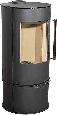 Піч-камін на дровах Hosseven Oscar 9,6 кВт сталева буржуйка з шамотною топкою панорамне скло верхній димохід Київ