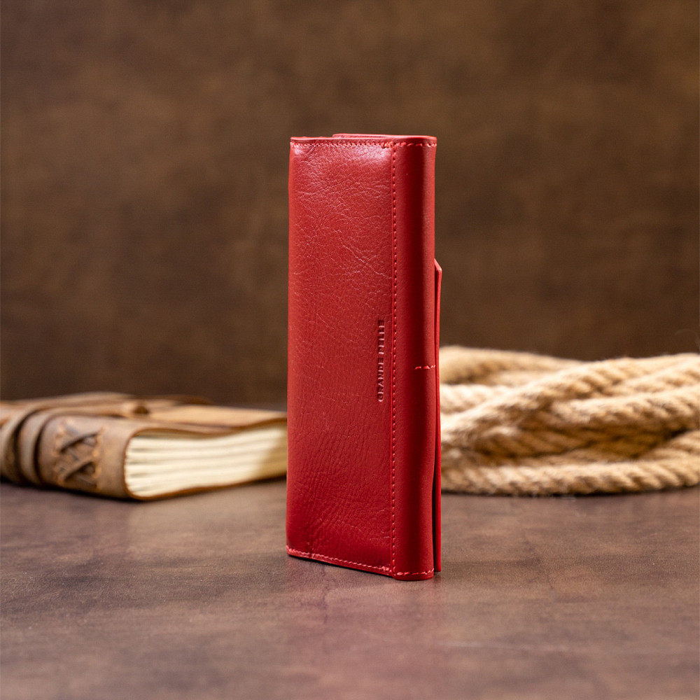 Горизонтальный клатч глянцевый на магните GRANDE PELLE 11318 Красный Киев - изображение 3