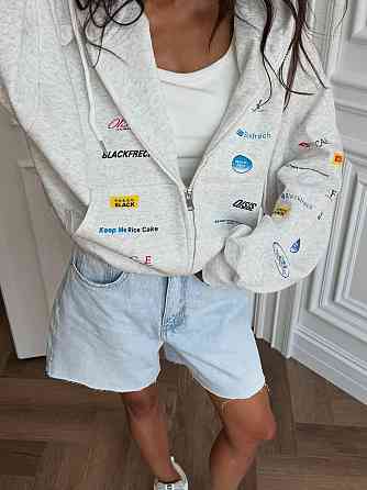 Жіноче стильне оверсайз худі на блискавці тринитка на флісі Меланж Одеса