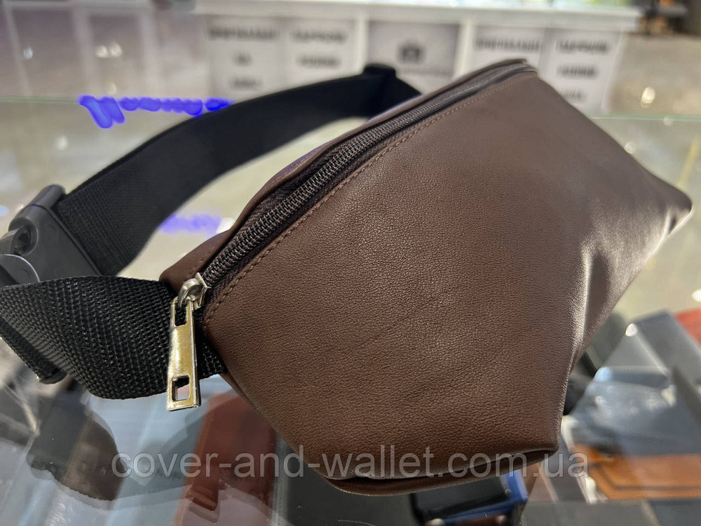 Поясная кожаная сумка бананка коричневого цвета Grande Pelle 741610 Киев - изображение 3
