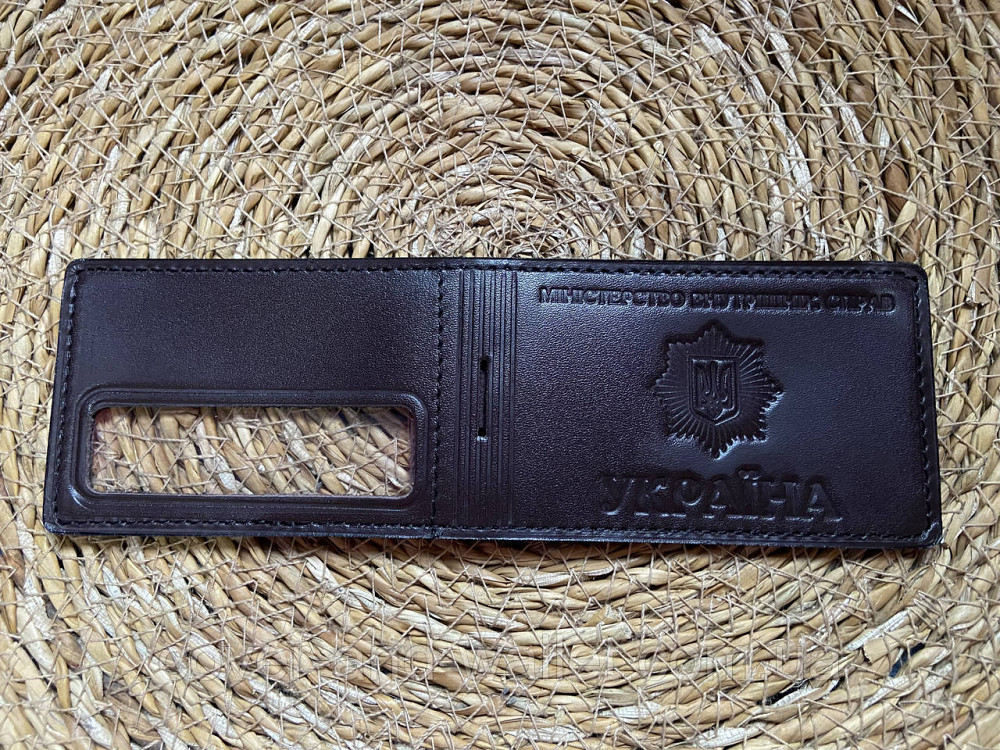 Горизонтальна обкладинка на посвідчення "МВС" (Міністерство внутрішніх справ) із шевроном коричневий Київ - фото 5