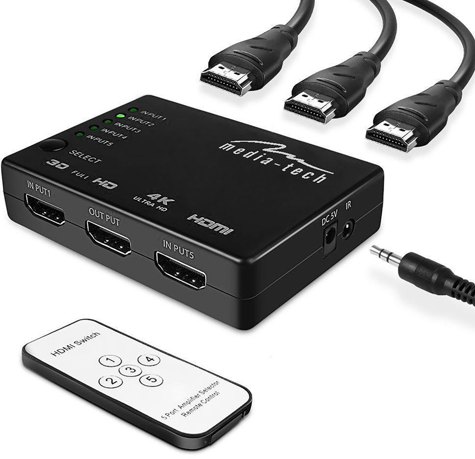 Комутатор HDMI 5xports HDMI switch, remote controlled, 4K resolution support Media-Tech Вінниця - фото 3