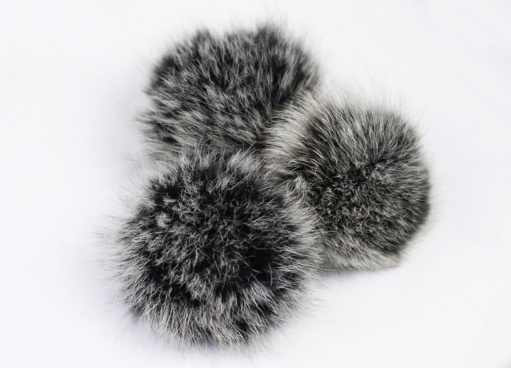 Помпони з натурального хутра песця на шапку 10-12см Графітовий Харків - фото 3