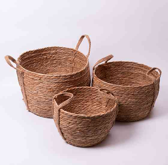 Yiwu Набір кошиків для зберігання речей 3 (шт) універсальні плетені 3/6/9 літрів Коричневий HP- Киев