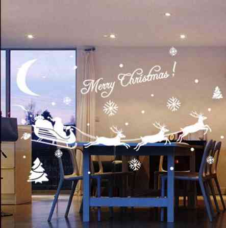 Силиконовые новогодние наклейки на окна Олени 60 на 18 см белый Киев