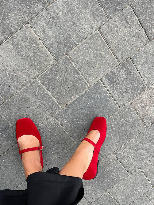Балетки женские SEE SEVEN красные натуральная замша с квадратным носком размер 36-41 (1516) Коломыя - изображение 10