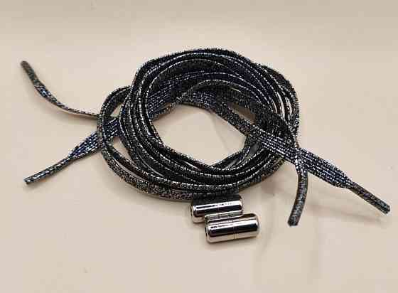 Шнурки эластичные глиттерные с цилиндрической застежкой Смела