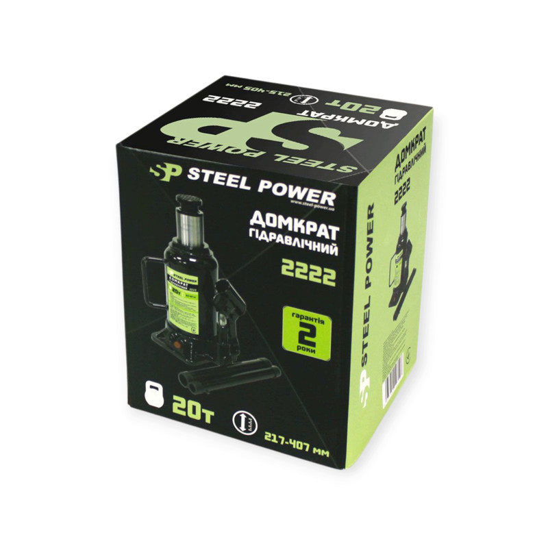 Домкрат гідравлічний 20 т, 217-407 мм (коробка) Steel Power Мукачево - фото 3