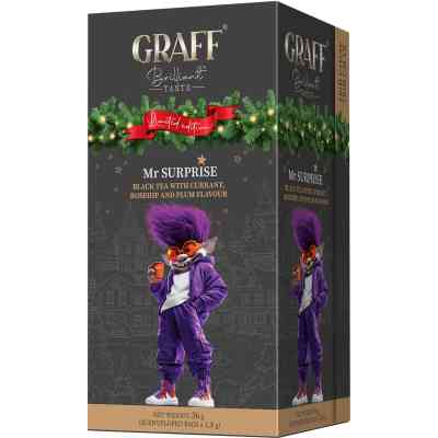 Чай Graff Mr Surprise Чорний байховий зі смородиною, шипшиною та ароматом сливи 20 саше по 1.8 г (4820279611556) Вінниця