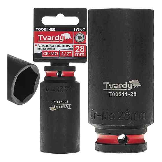 Головка ударна "Tvardy" з хром-молібденової сталі (Cr-Mo)  1/2"  6-гранна довга 28 мм Київ