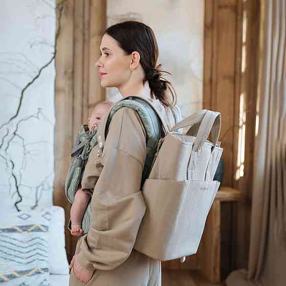 Сумка-рюкзак для мами Чорна Бежевий Київ