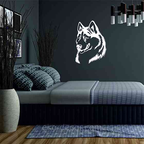 Декоративне настінне Панно «Хаскі», Декор на стіну 50*37 см, Білий Київ