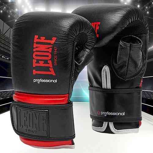 Снарядні рукавички Leone Professional Black для роботи на снарядах і лапах чоловічі з натуральної шкіри Розмір L Київ