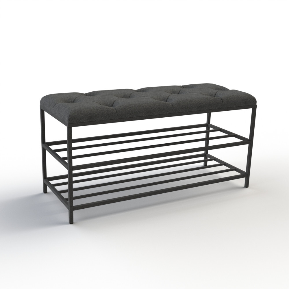 Банкетка для обуви Женева-1 90см велюр серый 7-0-9005 Киев - изображение 1