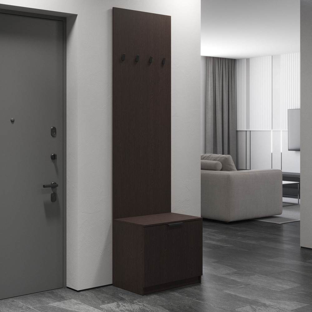 Вешалка для прихожей VAYS, напольная, с тумбой для обуви M-43 Венге Темный Львов - изображение 1