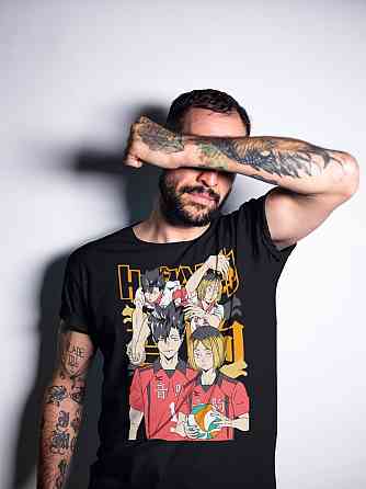 Футболка для хлопчика з аніме принтом Хайкю оверсайз (зріст від 165 до 180) Чорний AnimeJ0262m Дніпро