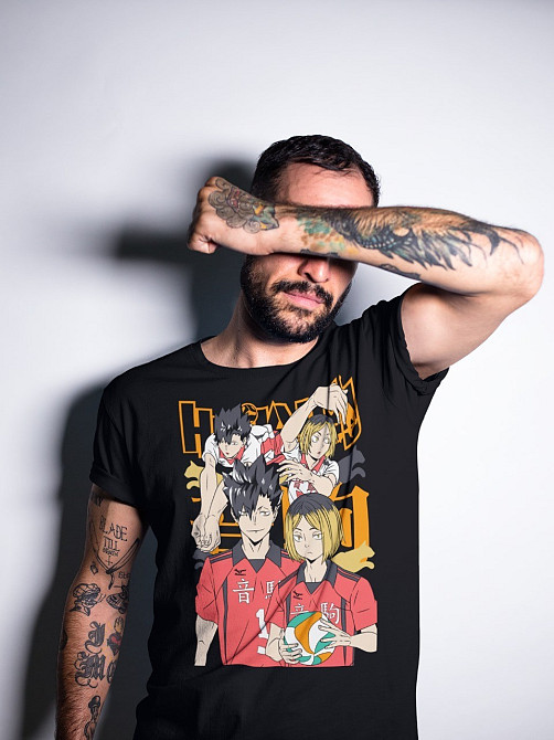 Футболка для хлопчика з аніме принтом Хайкю оверсайз (зріст від 165 до 180) Чорний AnimeJ0262m Дніпро - фото 2