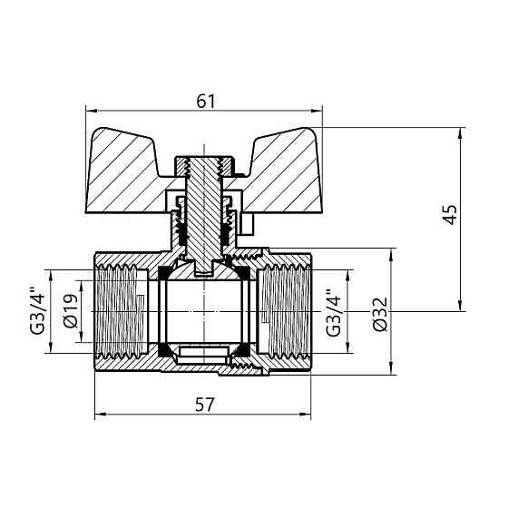 Кран кульовий Thermo Alliance Base 3/4" ВР для газу (метелик) SD602G20 Київ