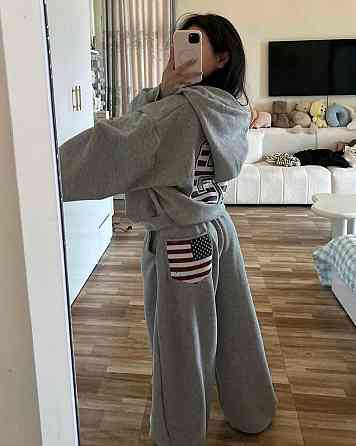 Жіночий теплий оверсайз костюм двійка з накатом трьохнитка на флісі Одеса