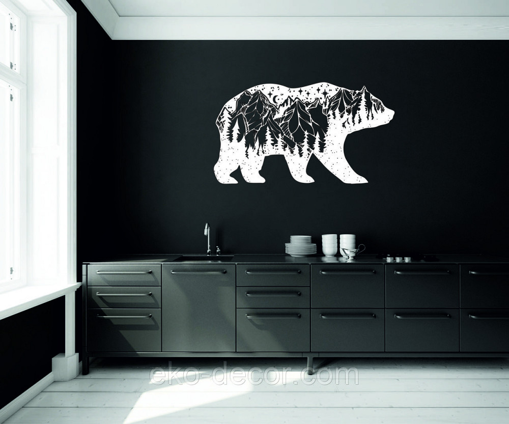 Декоративне настінне Панно «Ведмідь» Декор на стіну 110*62 см, Білий Київ - фото 4