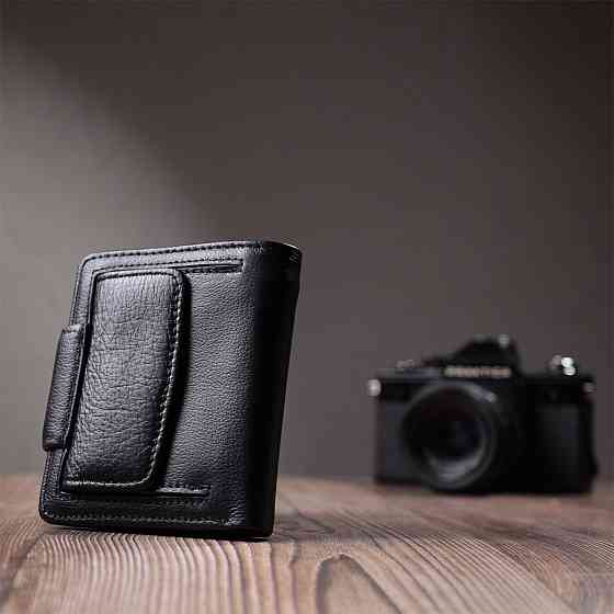 Практичный кошелек для женщин с карманом для монет из натуральной кожи ST Leather 22725 Черный Киев