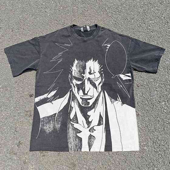 Футболка чоловіча з принтом аніме Бліч Схінігамі Кенпакхі Заракі оверсайз (S/M/L) Черний Дніпро