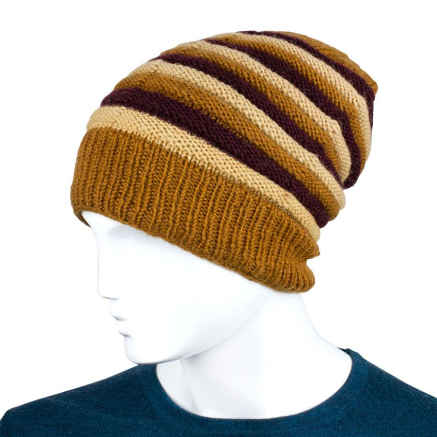 В'язана чоловіча шапка з вовни Київ - фото 1