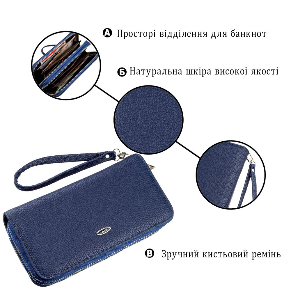 Кошелек женский из зернистой экокожи KIVI 19046 Синий Киев - изображение 4