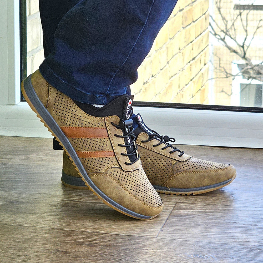 Чоловічі мокасини Літні Бежеві Туфлі Сіточка Коричневі Світлі (розміри: 40,41,42,43,44,45) - 216-3 Дніпро - фото 5