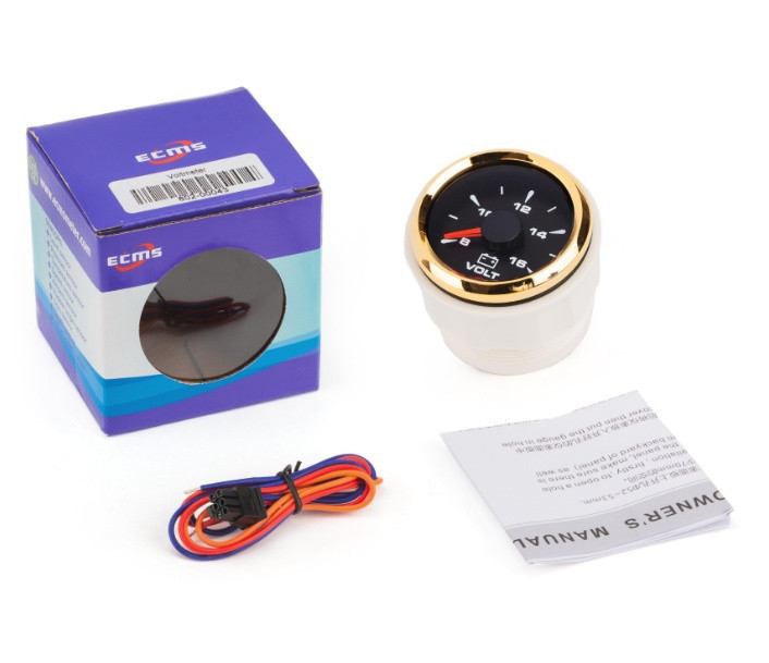 Вольтметр Ecms Hmv2-Bg-8-16 Діаметр 52Мм Рамка — Золото Дисплей — Чорний Київ - фото 2