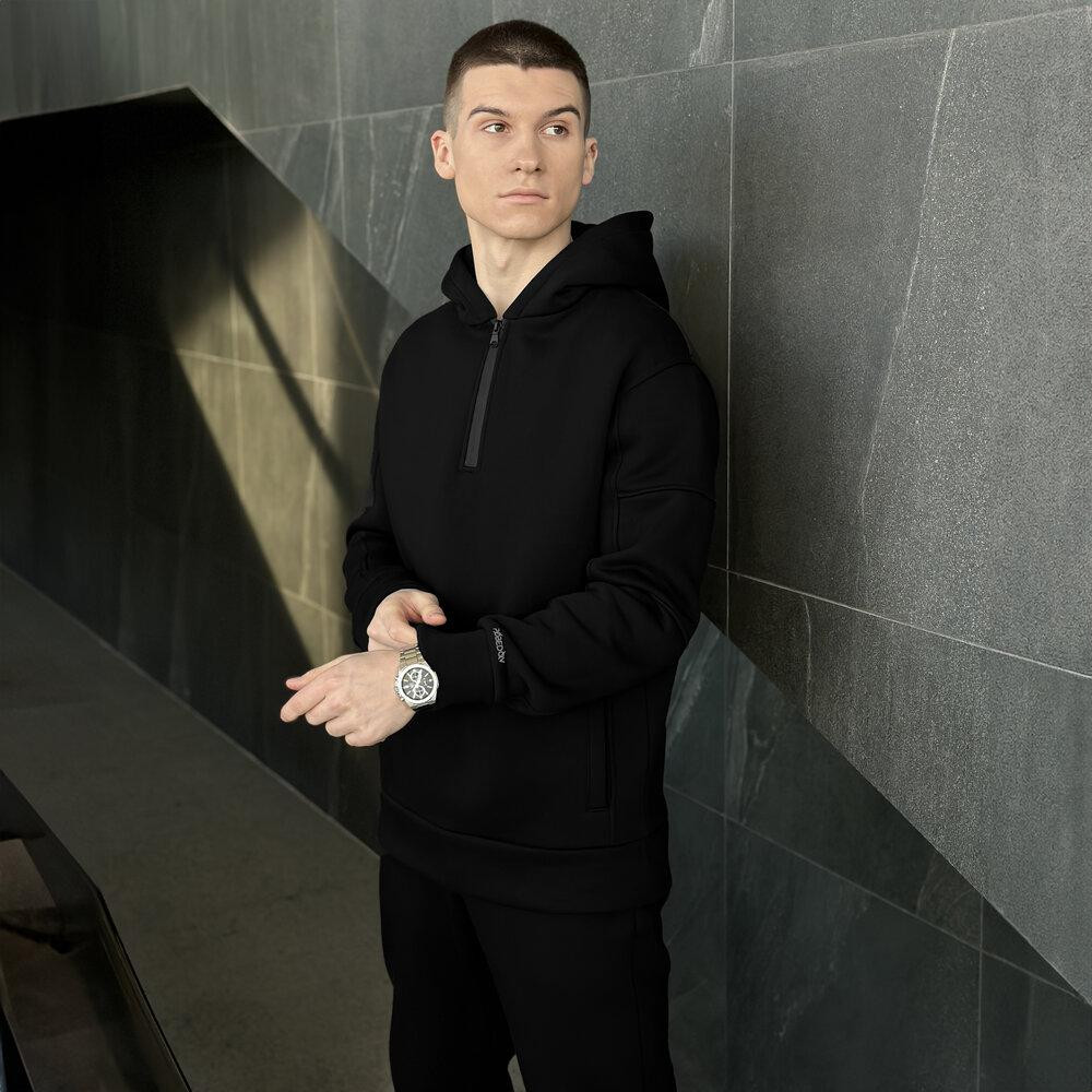 Теплое мужское худи зимнее чёрное Pobedov Concord Киев - изображение 3