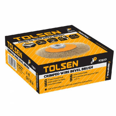 Щетка для электроинструмента Tolsen коническая 100 мм М14, гофрированная латунированная проволока 0.3 мм (77627) Винница - изображение 3