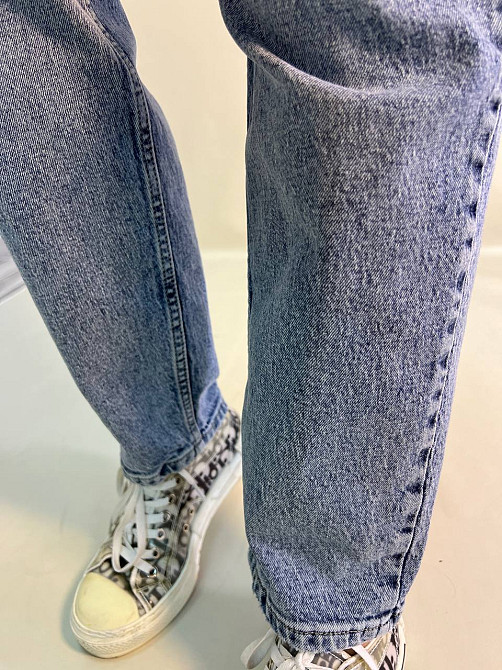 Джинсы женские SL 9001 MOM fit высокая посадка большие размеры стрейчевые светло-синие, светло-синий Одесса - изображение 5