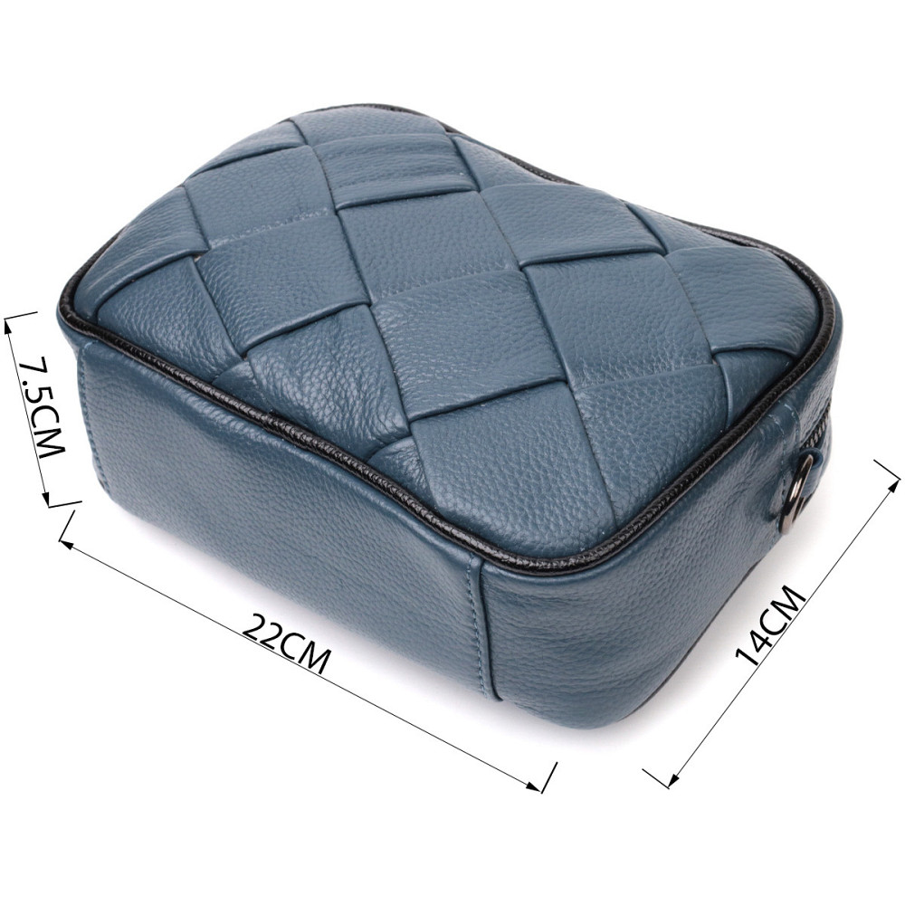 Шкіряна сумка з палітурками для стильних жінок Vintage 22408 Синя Київ - фото 4