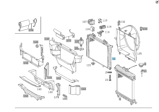Mercedes-Benz  A2025005203 Радіатор охолодження двигуна C-class W202 CLK Coupe C208 CLK Cabriolet A208 C-class S202 Одеса