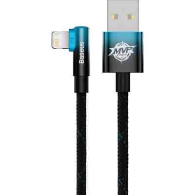 Дата кабель USB 2.0 AM to Lightning 1.0m 2.4A 90° corner black/blue Baseus (CAVP000021) Винница